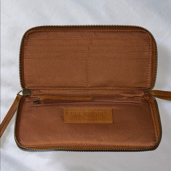 Free People Brown Distressed Vegan Leather Wallet Wristlet - Picture 10 of 16